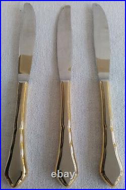 Vtg Flatware Silverplate Gold Accent Royal Limited 63 Piece with Wood Storage Case