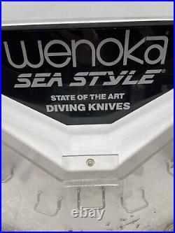 WENOKA SEA STYLE DIVING KNIFE KNIVES STORE DISPLAY CASE 2-SIDED ROTATING 20 x 18