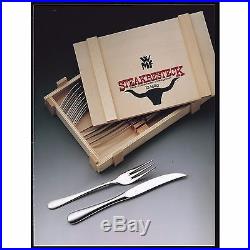 WMF Signum 12-Piece Steak Knife and Fork Set With Wood Storage Case