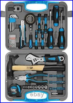 WZG Werkzeug 60PCS Household Tool Set Kit with Plastic Storage Case (Blue)