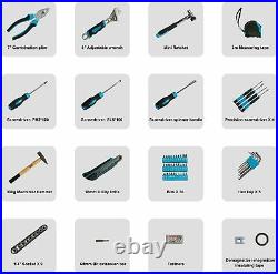 WZG Werkzeug 60PCS Household Tool Set Kit with Plastic Storage Case (Blue)