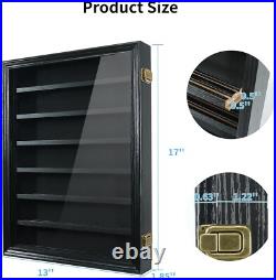Wall-Mounted Lockable Knife Display Case with Removable Shelves Black Finish Wall-Mounted Lockable Knife Display Case with Removable Shelves Black Finish
