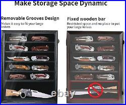 Wall-Mounted Lockable Knife Display Case with Removable Shelves Black Finish Wall-Mounted Lockable Knife Display Case with Removable Shelves Black Finish