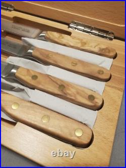 Williams Sonoma Elite Olivewood Steak Knives (Set of 4) beech wood storage case Williams Sonoma Elite Olivewood Steak Knives (Set of 4) beech wood storage case