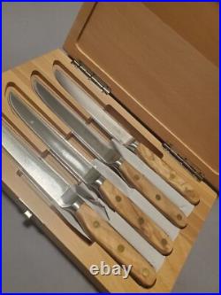 Williams Sonoma Elite Olivewood Steak Knives (Set of 4) beech wood storage case Williams Sonoma Elite Olivewood Steak Knives (Set of 4) beech wood storage case
