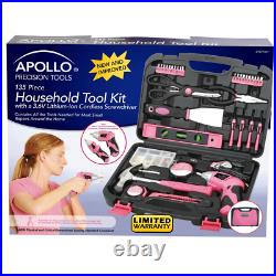 Women Pink 39-Piece Hand Tool Set With Storage Case Home Repair Tools Kit