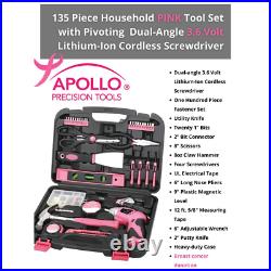 Women Pink 39-Piece Hand Tool Set With Storage Case Home Repair Tools Kit