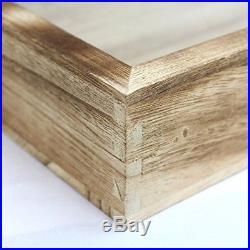 Wood Display Box Case Oak Color Tempered Glass Jewelry Medal Knife Storage Pad
