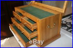 Wood and Glass Counter Display Case Collectibles Storage Knife Coin Stamp Toy
