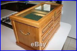 Wood and Glass Counter Display Case Collectibles Storage Knife Coin Stamp Toy