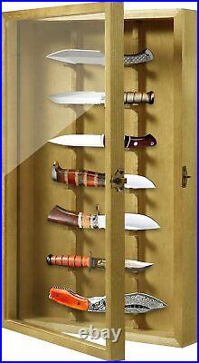 Wooden Collection Knife Display Case Acrylic Door Wall Mount Pocket Knives Box