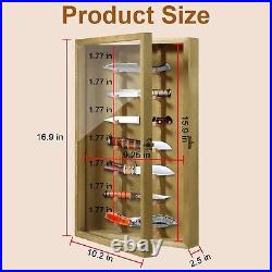 Wooden Collection Knife Display Case Acrylic Door Wall Mount Pocket Knives Box