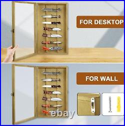 Wooden Collection Knife Display Case Acrylic Door Wall Mount Pocket Knives Box