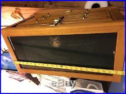 Wooden Gun Knife Display Case Collector Glass Storage Lock Lid Thomas NAHC