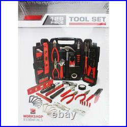 Workshop Essentials 129 pc Tool Set Box Portable Storage Hand Tool Kit Black