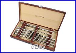 Wusthof 10pc stainless steel carving & steak knife set with wooden storage case