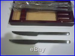 Wusthof 8pc Serrated Stainless Steel Steak Knife Set Wooden Display storage Case