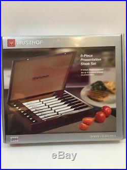 Wusthof 8pc Stainless Steel Steak Knife Set with Wooden Storage Case- New