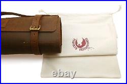 Yoshihiro Genuine Natural Leather Knife Culinary Roll Storage Bag Case (Brown)