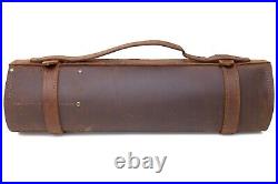 Yoshihiro Genuine Natural Leather Knife Culinary Roll Storage Bag Case (Brown)